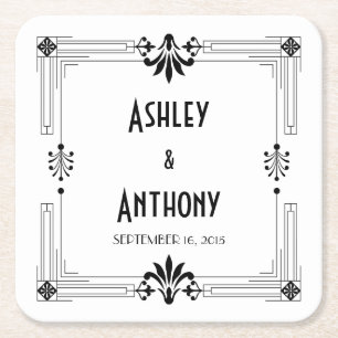 Porta-copo De Papel Quadrado Art Deco Roaring 20s Noiva Casamento