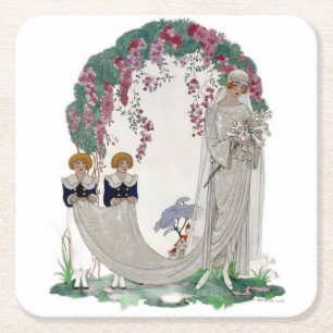 Porta-copo De Papel Quadrado Art Deco Vintage Bride