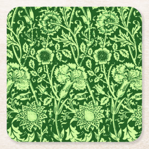 Porta-copo De Papel Quadrado Art Nouveau Carnação Damask, Forest Green