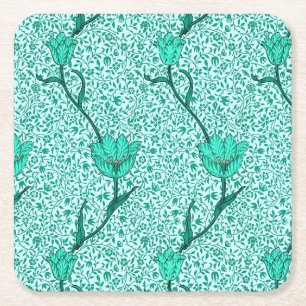 Porta-copo De Papel Quadrado Art Nouveau Tulip Damask, Turquesa