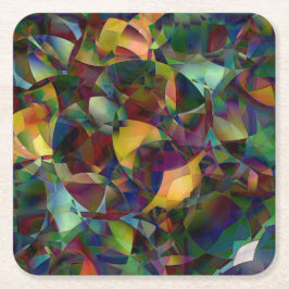 Porta-copo De Papel Quadrado Arte Abstrata Colorida e Kaleidoscópica