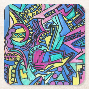 Porta-copo De Papel Quadrado Arte abstrata pintada à mão Casa Mia