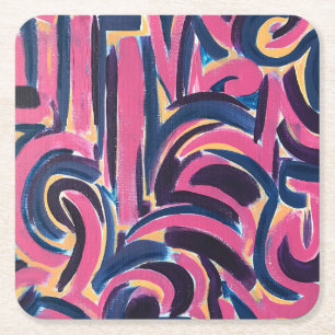 Porta-copo De Papel Quadrado Arte abstrata pintada à mão com grafite grego anti