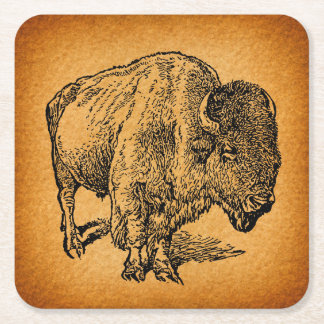 Porta-copo De Papel Quadrado Arte Antica Russa do Bisonte do Bison Ocidental