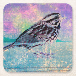 Porta-copo De Papel Quadrado Arte Colorida de Pássaros Abstrato: Canhão Vibrant
