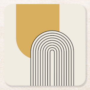 Porta-copo De Papel Quadrado Arte da linha de estilo do meio século com arco de