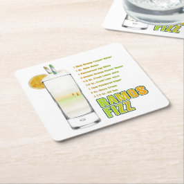 Porta-copo De Papel Quadrado Arte da Receita do Coquetel Ramos Gin Fizz