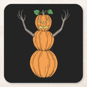 Porta-copo De Papel Quadrado Arte de Halloween do Homem Abóbora