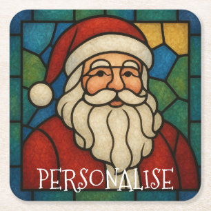 Porta-copo De Papel Quadrado Arte Deco de Natal Vidro Colorido Personalizado Sa