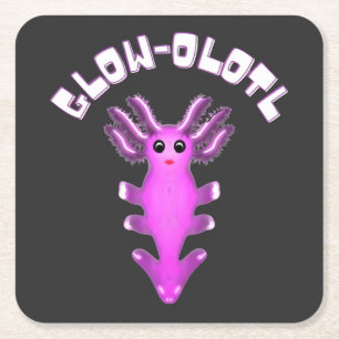 Porta-copo De Papel Quadrado Arte Digital de Axolote da Galáxia Luminosa