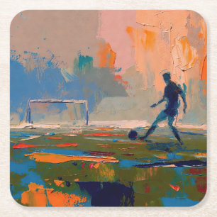 Porta-copo De Papel Quadrado "Arte do Futebol" (Estilo 1) Pintura a óleo 