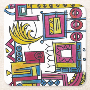 Porta-copo De Papel Quadrado Arte em Aquarela Moderna Ilusória e Caprichosa