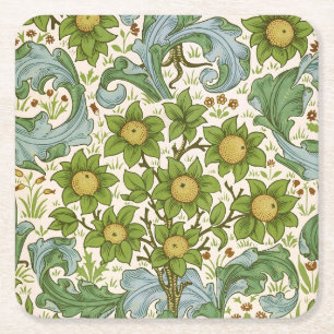 Porta-copo De Papel Quadrado Arte Floral William Morris Orchard Green