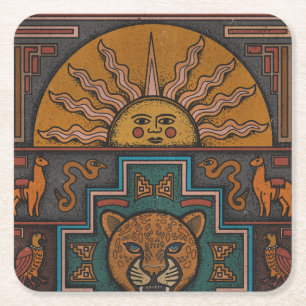 Porta-copo De Papel Quadrado Arte Inca