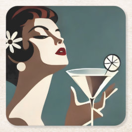 Porta-copo De Papel Quadrado Arte Moderna de Meados do Século A Martini DIva