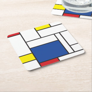 Porta-copo De Papel Quadrado Arte Moderna De Stijl Geométrica Minimalista Mondr