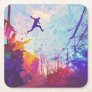 Porta-copo De Papel Quadrado Arte moderna Running livre urbana de Parkour