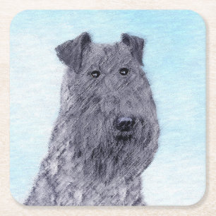 Porta-copo De Papel Quadrado Arte original de cachorro caipira azul Kerry Terri