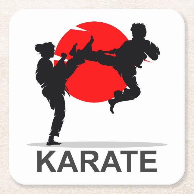 Porta-copo De Papel Quadrado Artes marciais Karate Combate Lutando ou Disparand (Frente)