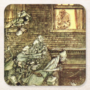 Porta-copo De Papel Quadrado Arthur Rackham - Uma Carol de Natal - Fantasmas