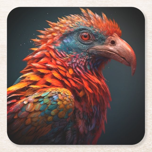 Porta-copo De Papel Quadrado Artsy Bird (Frente)