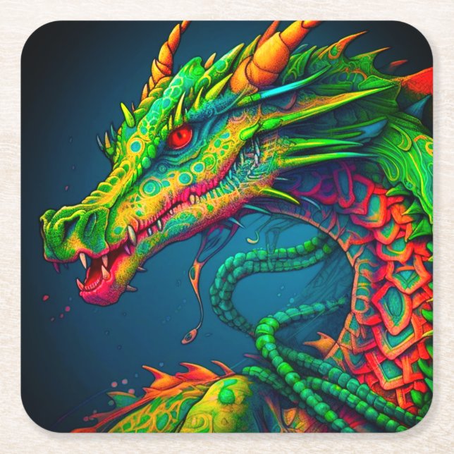 Porta-copo De Papel Quadrado Artsy Dragon (Frente)
