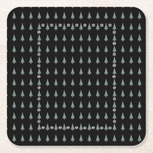 Porta-copo De Papel Quadrado Árvore de Natal com arcos vermelhos