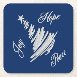 Porta-copo De Papel Quadrado Árvore de Natal Joy Hope Peace