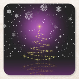 Porta-copo De Papel Quadrado Árvore de Natal moderna de Gleamy