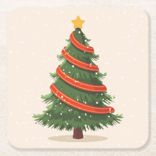 Porta-copo De Papel Quadrado Árvore de Natal, Natal, Minimalista