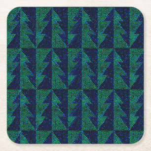 Porta-copo De Papel Quadrado Árvores de Natal verdes e azuis. Natal 