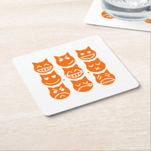 Porta-copo De Papel Quadrado As 9 Vidas do Gato Emoji