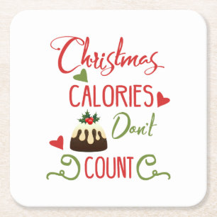Porta-copo De Papel Quadrado as calorias do Natal não contam citações