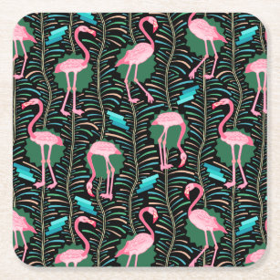 Porta-copo De Papel Quadrado As samambaias dos pássaros 20s Deco do flamingo