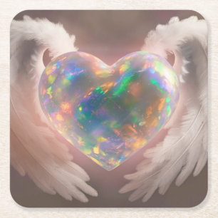 Porta-copo De Papel Quadrado *~* Asas Anjos Flashy Opal Heart Wings AP78