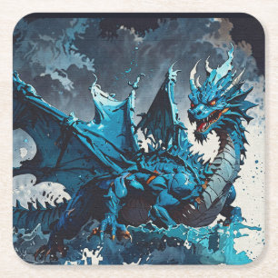 Porta-copo De Papel Quadrado Ascensão do Oceans-Dragon Trabalho de arte