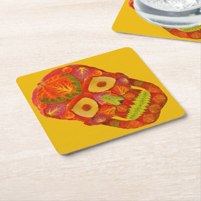 Porta-copo De Papel Quadrado Aspen Folha Crânio 16 (Inclinado)