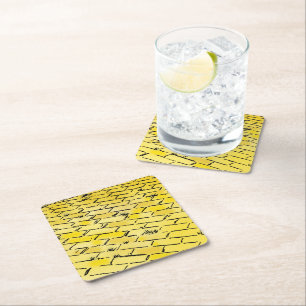 Porta-copo De Papel Quadrado Assistente de Vintagem da Estrada de tijolo Amarel