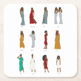 Porta-copo De Papel Quadrado Astrologia Zodiac da Mulher Negra