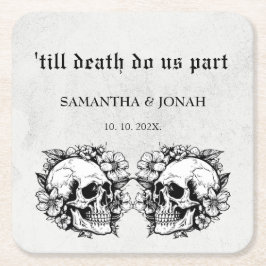 Porta-copo De Papel Quadrado Até a morte nós dividimos o Favor do Casamento dos