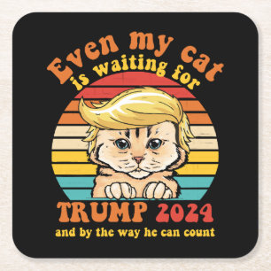 Porta-copo De Papel Quadrado Até Meu Gato Está Esperando Pelo Trump 2024 Vestuá