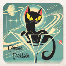 Atomic Futuristic Space Age Black Cat Martini