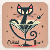 Atomic Futuristic Space Age Black Cat Martini