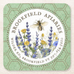 Porta-copo De Papel Quadrado Aurora Selvagem e Rainha Apiary<br><div class="desc">Um cartão de visita apiário clássico, inspirado na natureza, com uma vibração "orgânica" em papel kraft de alta qualidade. A mão pintou flores locais e uma ilustração da rainha da vintage, uma abelha de mel, num círculo branco formado por quadrados pontilhados e favos de mel. Se preferir um fundo kraft...</div>