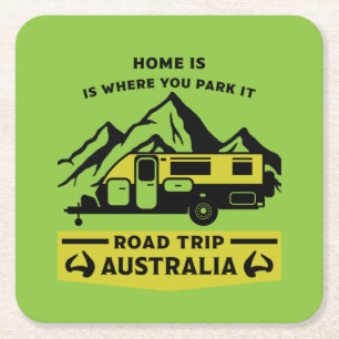 Porta-copo De Papel Quadrado Australiana Aussie Caravan Caravanning Summer