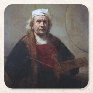 Porta-copo De Papel Quadrado Autorretrato com Dois Círculos, Rembrandt