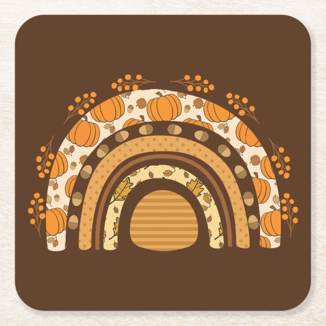 Porta-copo De Papel Quadrado Autumn/Fall Rainbow (Frente)