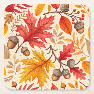 Porta-copo De Papel Quadrado Autumn Harmony: Um Padrão Colorido de Queda
