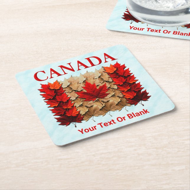Porta-copo De Papel Quadrado Autumn Maple Leaf Canada Flag (Inclinado)