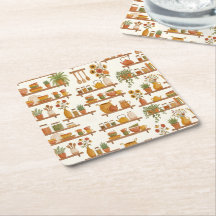 Autumn Pantry Shelves Watercolor Pattern